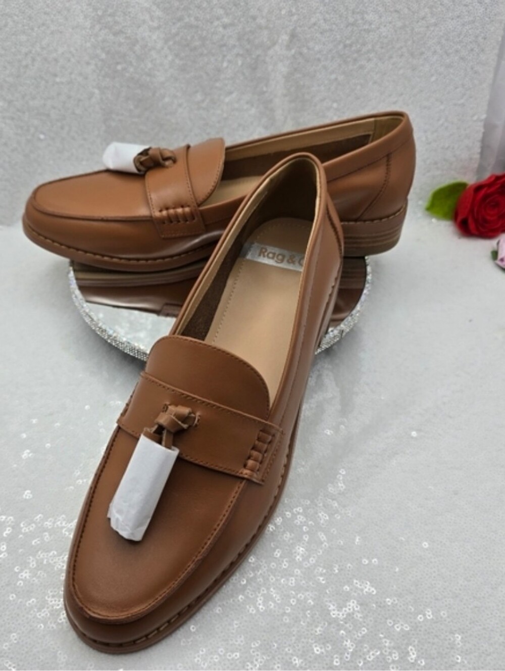 Classic Tassle Leather Loafer Tan Women's 10
